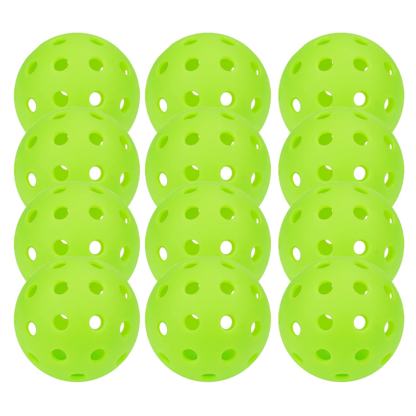 12 Pack 40-Holes Practice Pickleball Balls Play for Outdoor Indoor, Sports Game Pickle Balls with Mesh Bag