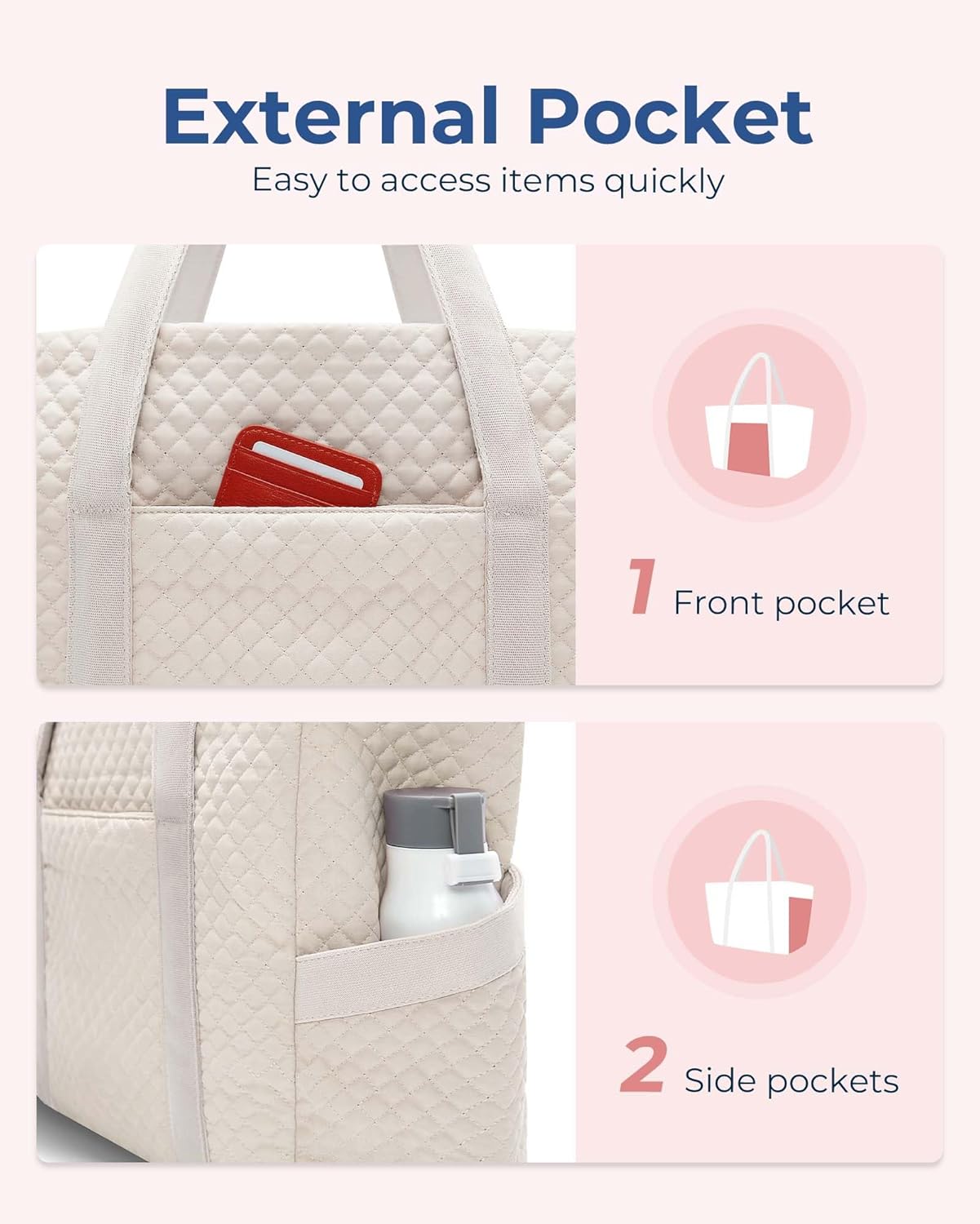BAGSMART Large Tote Bag For Women, Travel Shoulder Bag Top Handle Handbag with Yoga Mat Buckle for Gym, Work, Travel