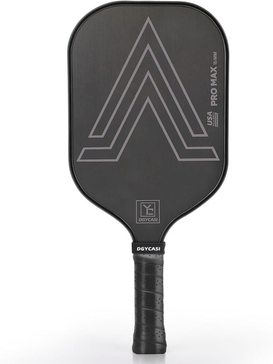 YC DGYCASI 16mm Pickleball Paddles Professional, 2025 USAPA Approved T700 Carbon Fiber Surface Pickle Paddle(CFS), Polypropylene Lightweight Honeycomb Core, Cushion Comfort Grip, with Cover Case Black