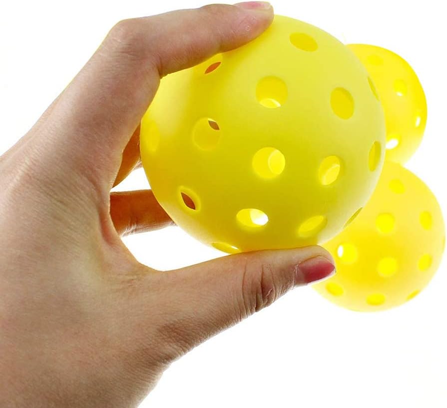 12 Pack 40-Holes Practice Pickleball Balls Play for Outdoor Indoor, Sports Game Pickle Balls with Mesh Bag