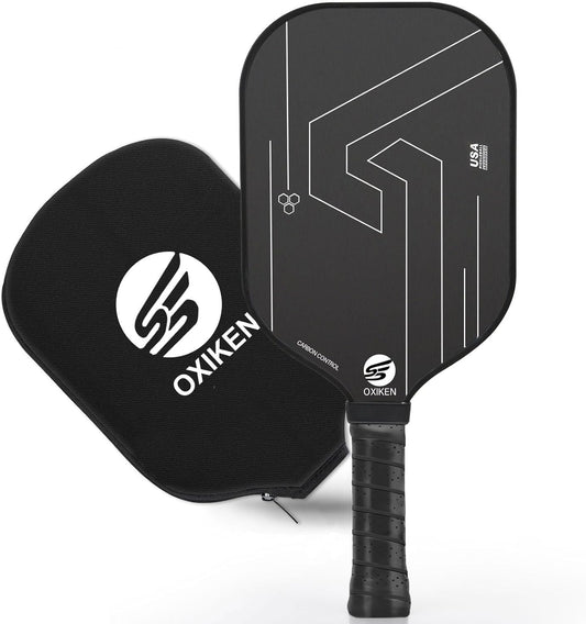 OXIKEN 10/13/16 mm Pickleball Paddles 2025 USAPA Approved T700 Carbon Fiber Pickle Paddle (CFS), High Grit & Spin, Honeycomb Core, 5.5” Elongated Handle, Anti Slip Sweat Absorbing Grip with Cover Case