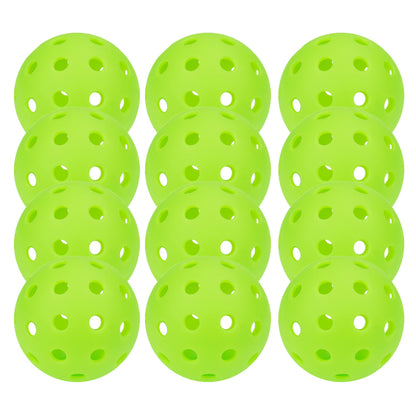 12 Pack 40-Holes Practice Pickleball Balls Play for Outdoor Indoor, Sports Game Pickle Balls with Mesh Bag
