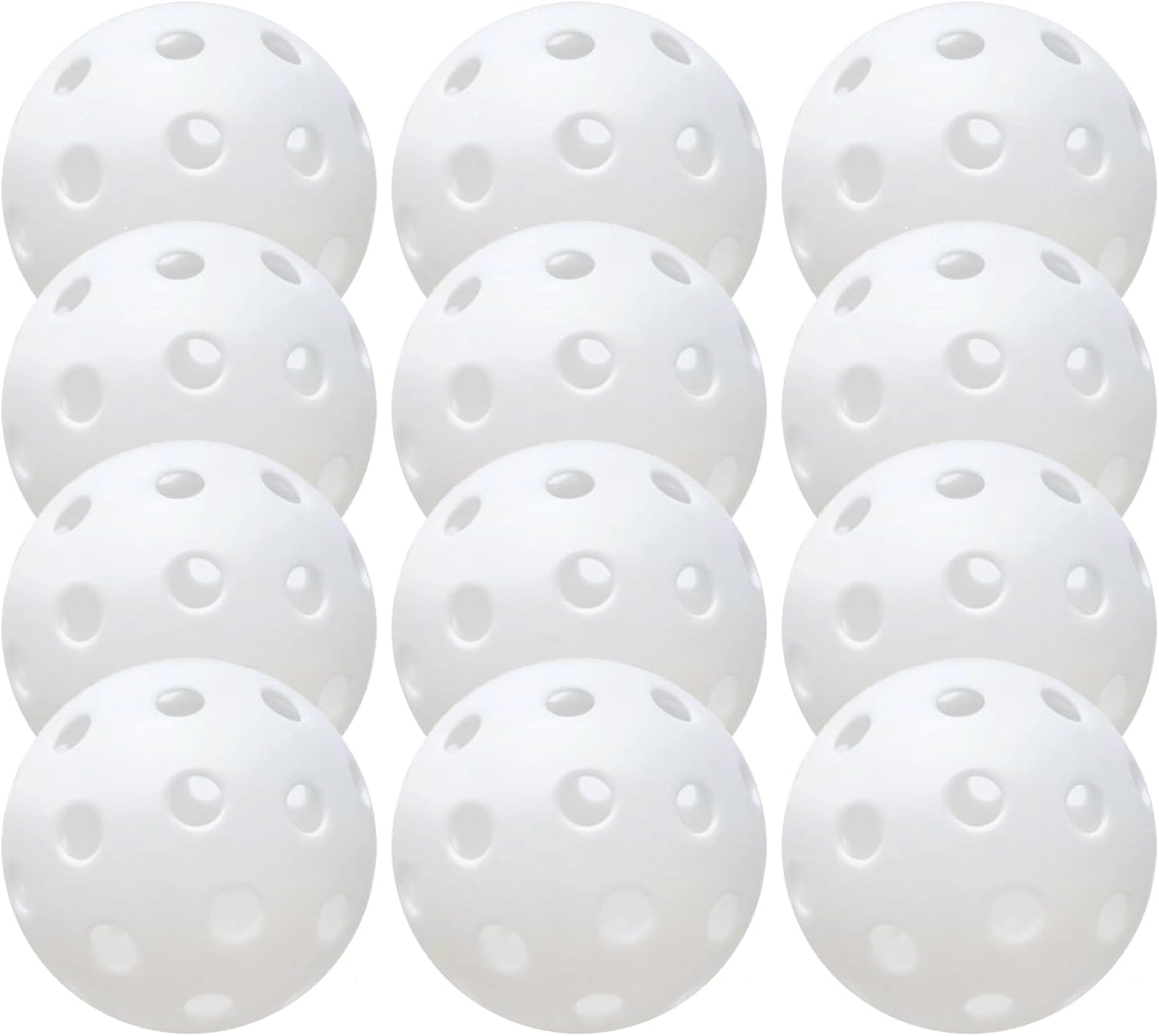 12 Pack 40-Holes Practice Pickleball Balls Play for Outdoor Indoor, Sports Game Pickle Balls with Mesh Bag