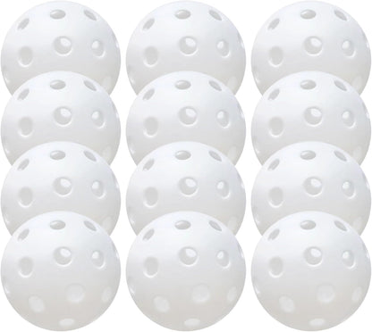 12 Pack 40-Holes Practice Pickleball Balls Play for Outdoor Indoor, Sports Game Pickle Balls with Mesh Bag