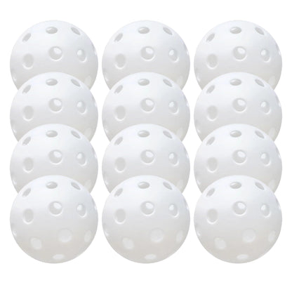 12 Pack 40-Holes Practice Pickleball Balls Play for Outdoor Indoor, Sports Game Pickle Balls with Mesh Bag