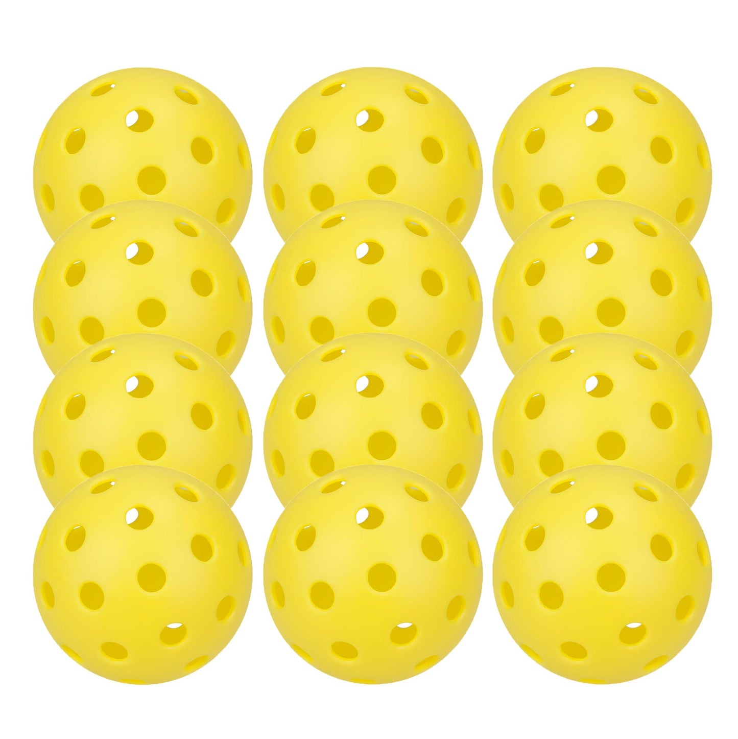 12 Pack 40-Holes Practice Pickleball Balls Play for Outdoor Indoor, Sports Game Pickle Balls with Mesh Bag
