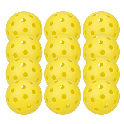 12 Pack 40-Holes Practice Pickleball Balls Play for Outdoor Indoor, Sports Game Pickle Balls with Mesh Bag