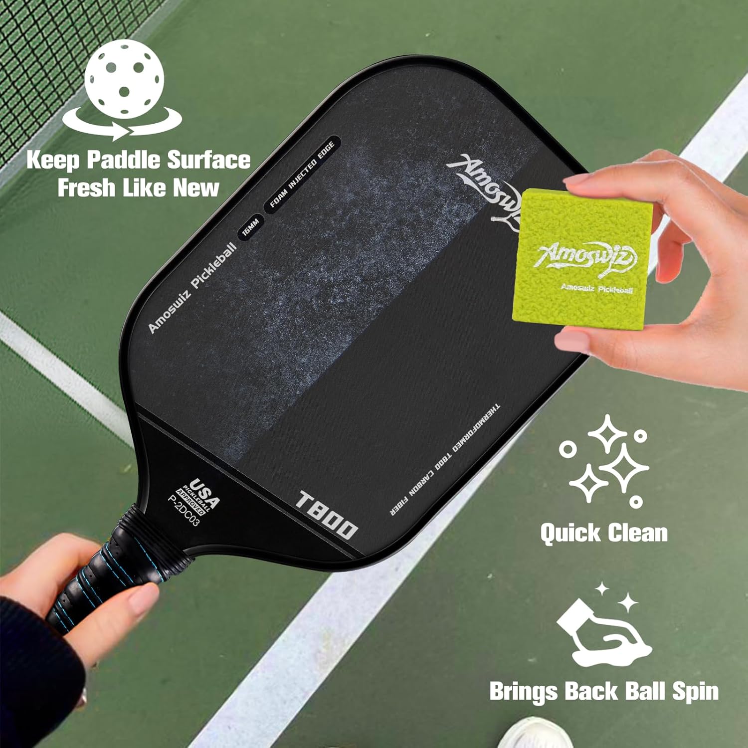 Pickleball Paddle Eraser, Pickleball Paddle Cleaner for Raw Carbon Fiber Pickleball Paddles, 3 Color Pickleball Eraser Set, Residue Scrach Dirt Quick Removal