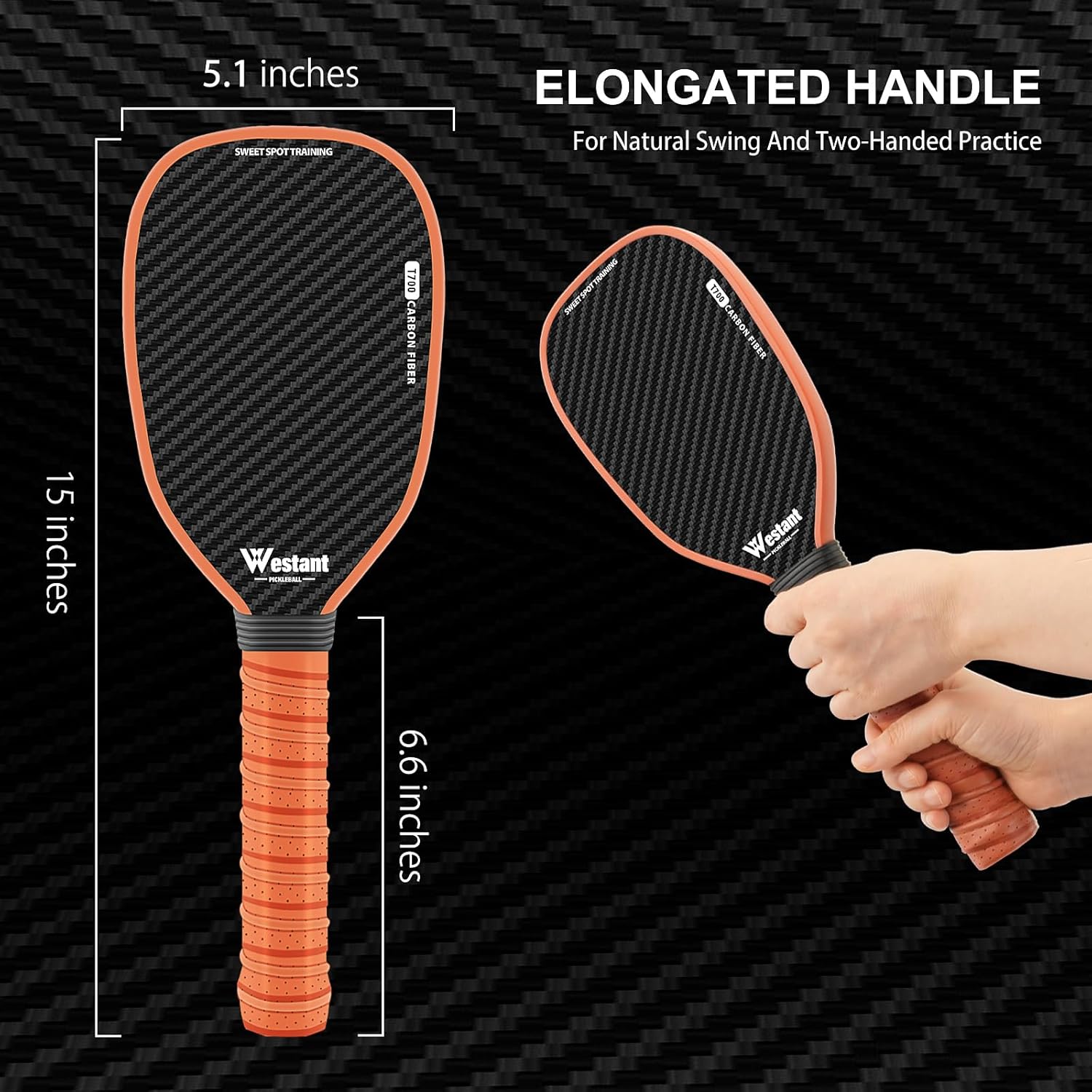 Pickleball Training Paddle - 3K Raw T700 Carbon Fiber Surface Pickle Ball Trainer Practice Paddle, 16MM Honeycomb Core, Pickleball Training Aids for Practice and Warm Up