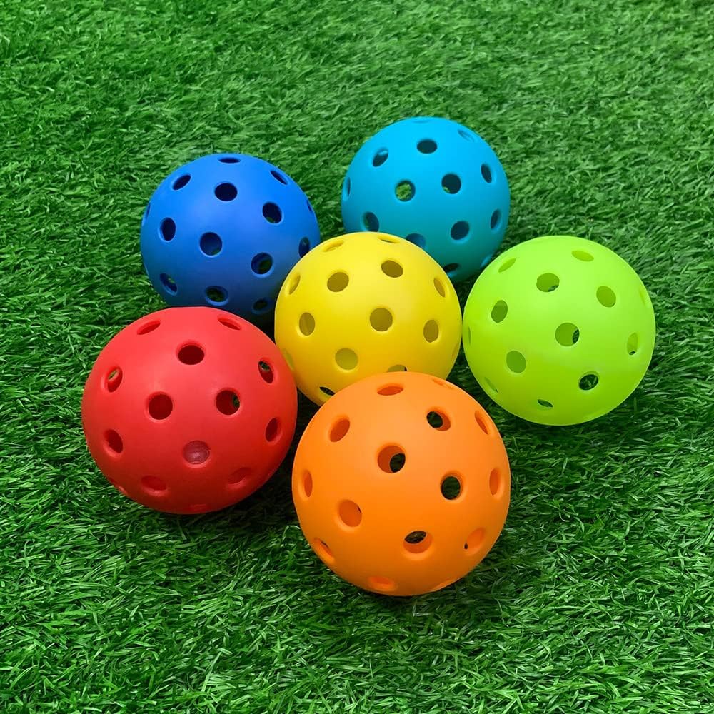 12 Pack 40-Holes Practice Pickleball Balls Play for Outdoor Indoor, Sports Game Pickle Balls with Mesh Bag