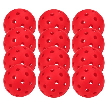 12 Pack 40-Holes Practice Pickleball Balls Play for Outdoor Indoor, Sports Game Pickle Balls with Mesh Bag
