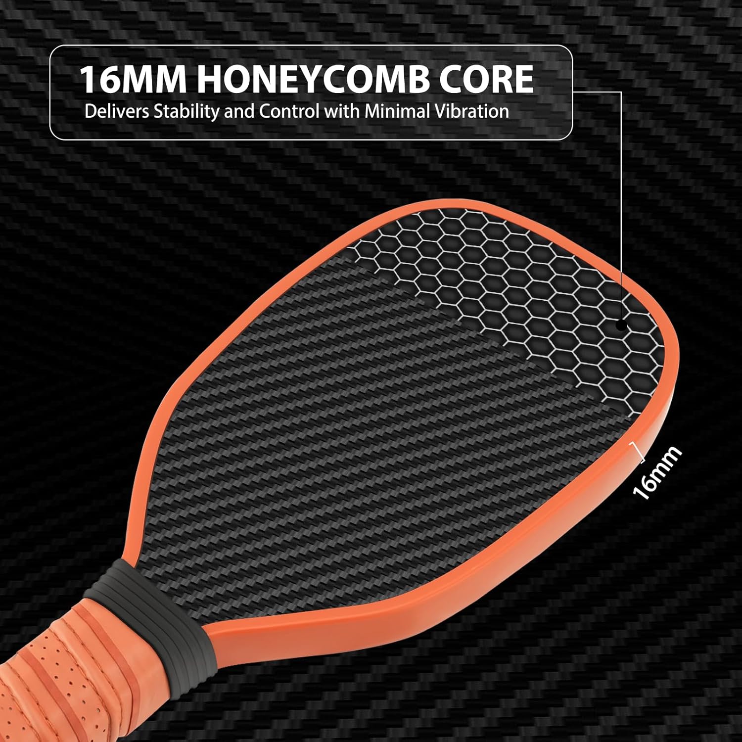 Pickleball Training Paddle - 3K Raw T700 Carbon Fiber Surface Pickle Ball Trainer Practice Paddle, 16MM Honeycomb Core, Pickleball Training Aids for Practice and Warm Up