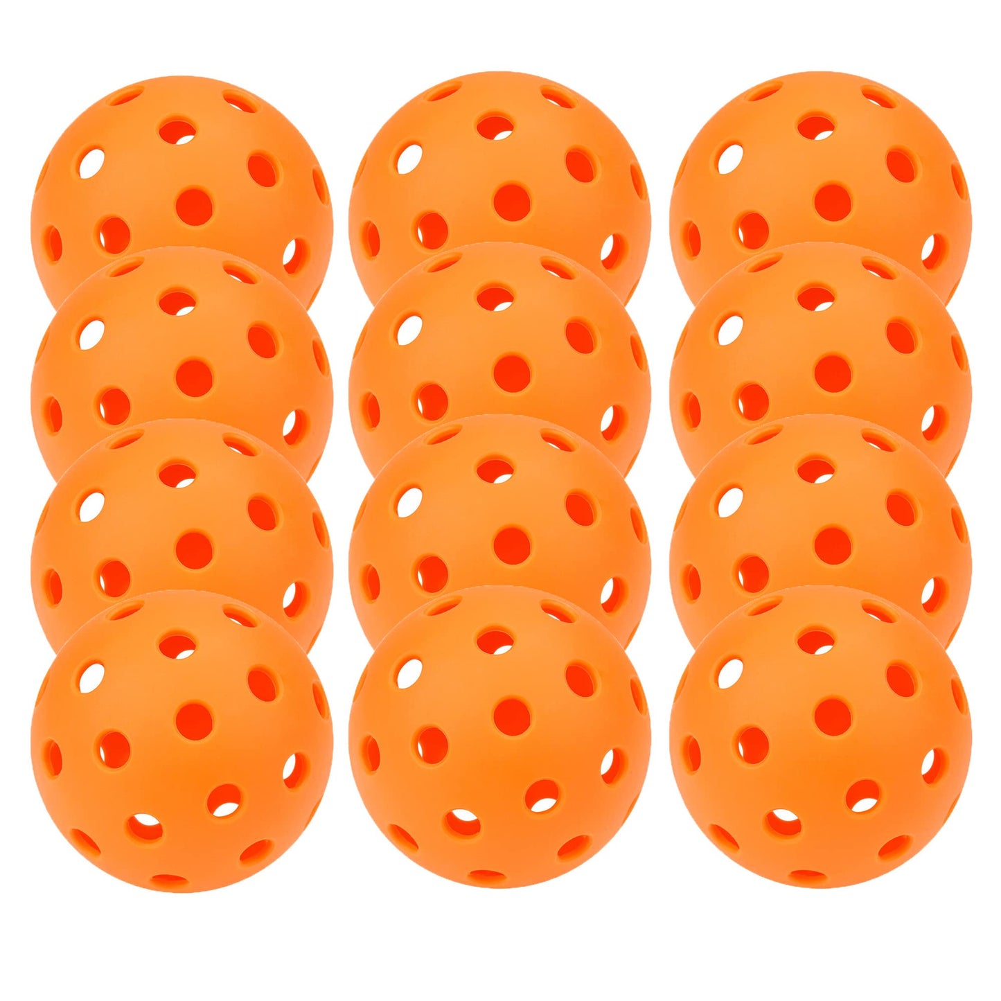 12 Pack 40-Holes Practice Pickleball Balls Play for Outdoor Indoor, Sports Game Pickle Balls with Mesh Bag
