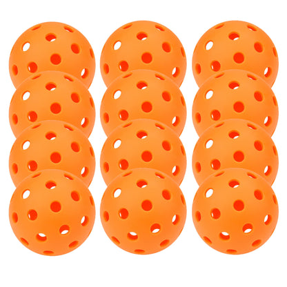 12 Pack 40-Holes Practice Pickleball Balls Play for Outdoor Indoor, Sports Game Pickle Balls with Mesh Bag