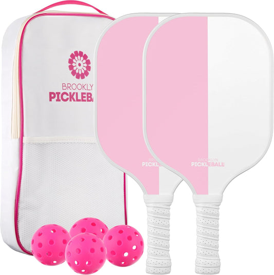 Brooklyn Pickleball Co. | Set of 2 Premium Carbon Fiber Paddles | USAPA Approved | Honeycomb Core Pickle-Ball Paddle | 2025 Pickle Ball Starter Kit Bundle & Travel Case