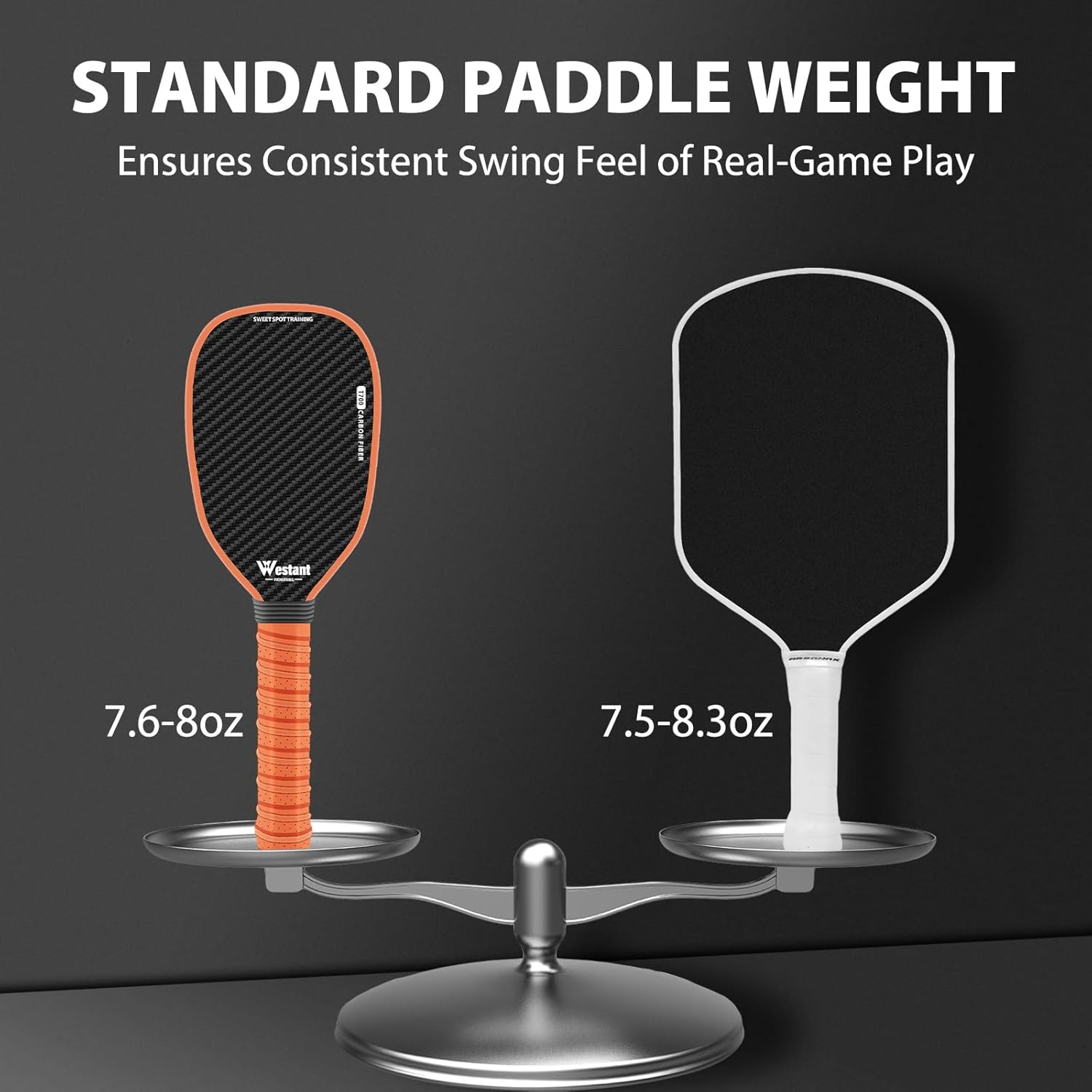 Pickleball Training Paddle - 3K Raw T700 Carbon Fiber Surface Pickle Ball Trainer Practice Paddle, 16MM Honeycomb Core, Pickleball Training Aids for Practice and Warm Up