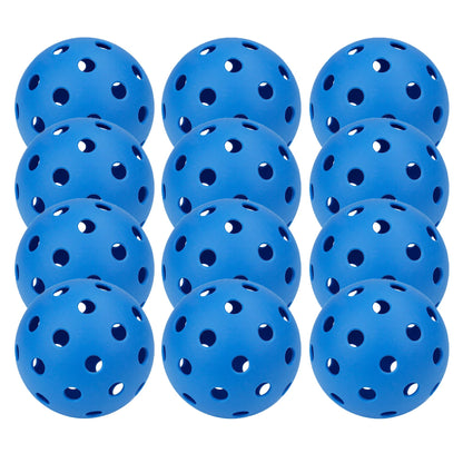 12 Pack 40-Holes Practice Pickleball Balls Play for Outdoor Indoor, Sports Game Pickle Balls with Mesh Bag